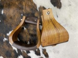 Showman Extra Wide Polished Ashwood wooden stirrups #3